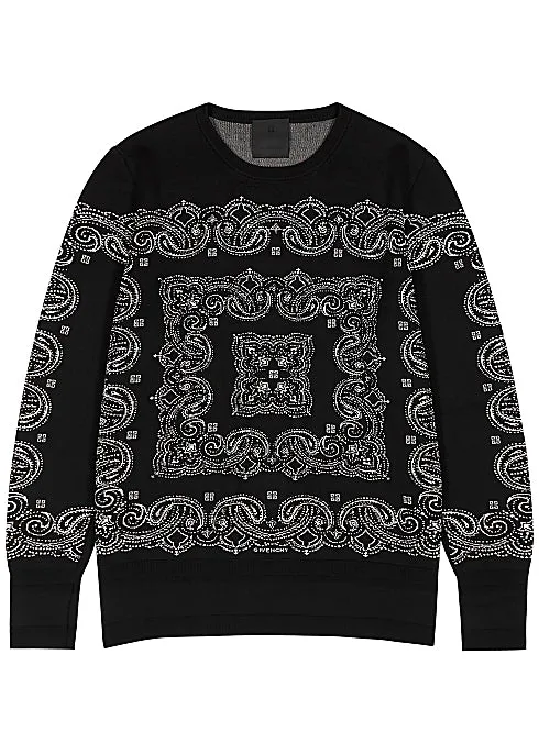 Black Bandana-Intarsia Silk Jumper