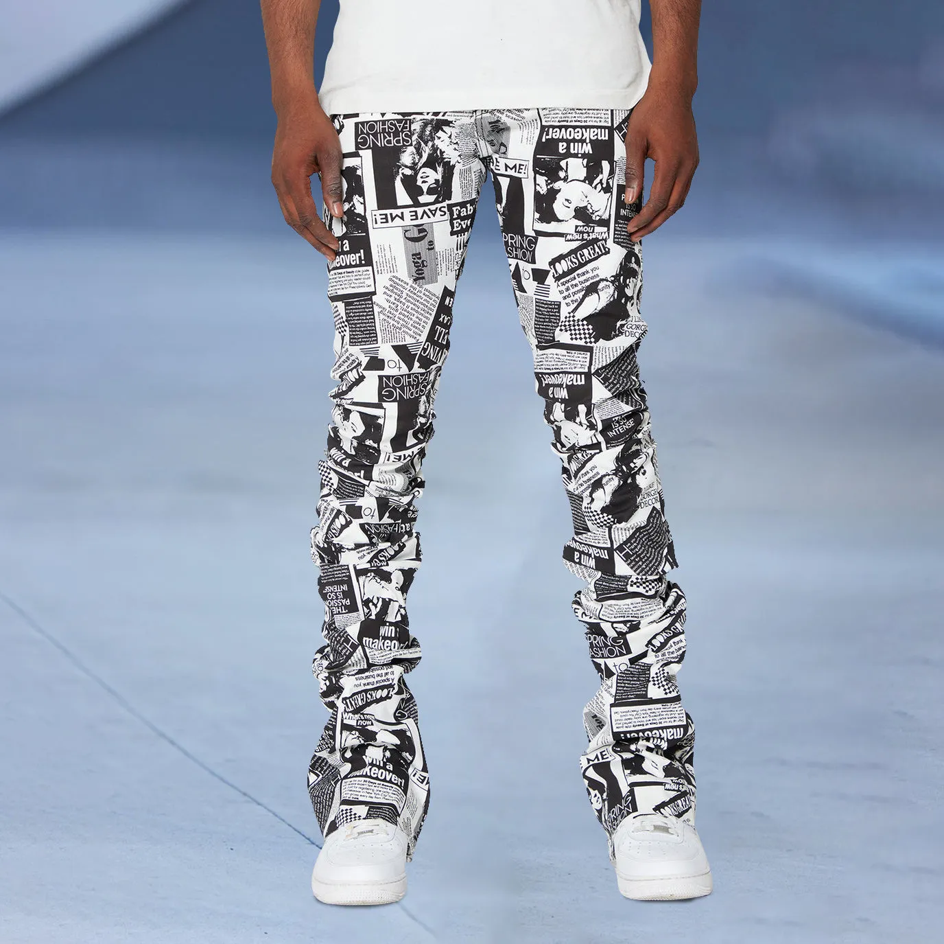 Casual statement street style stacked trousers