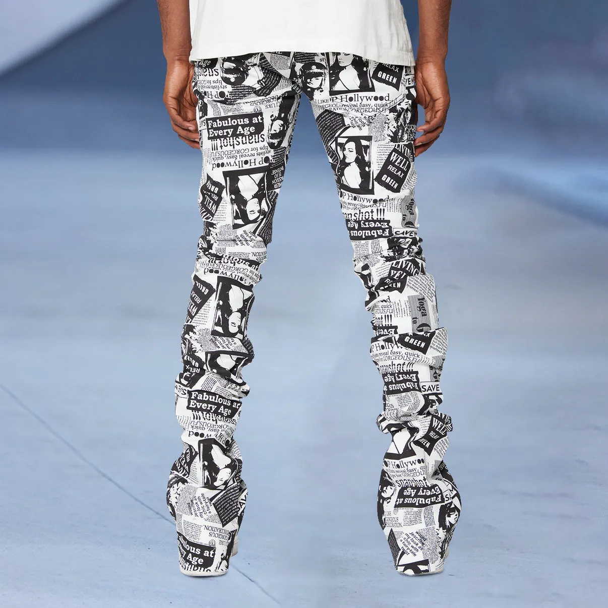 Casual statement street style stacked trousers