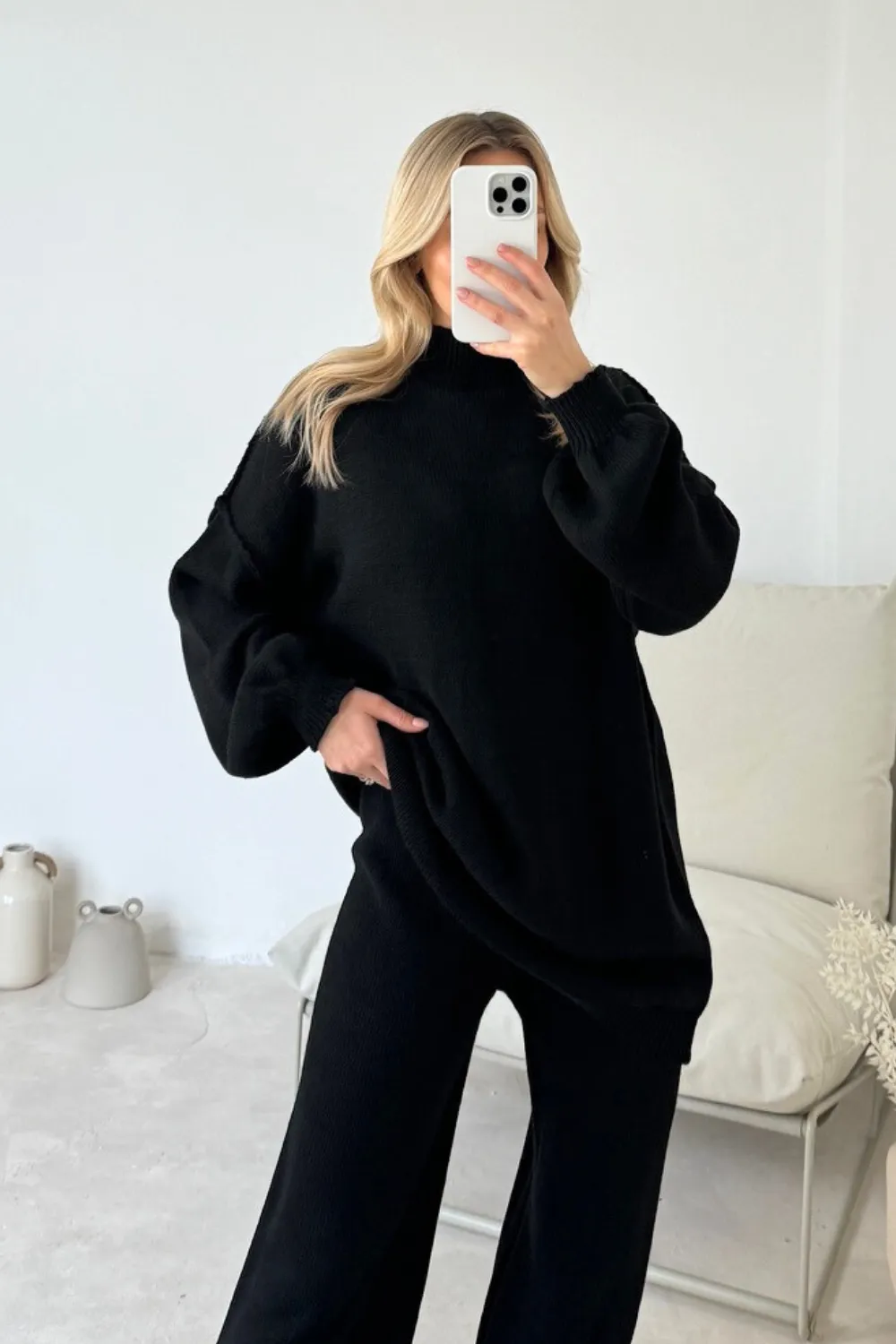 Florence black knit jumper and trousers
