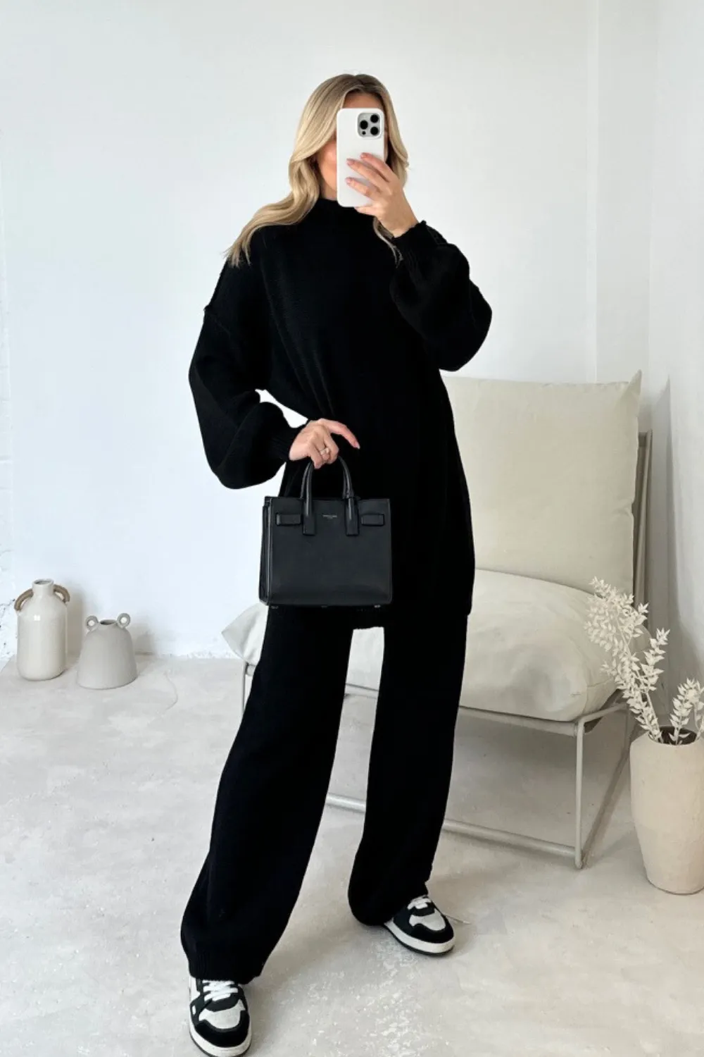 Florence black knit jumper and trousers