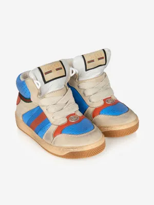Gucci Kids Beige and Blue Screener High Trainers