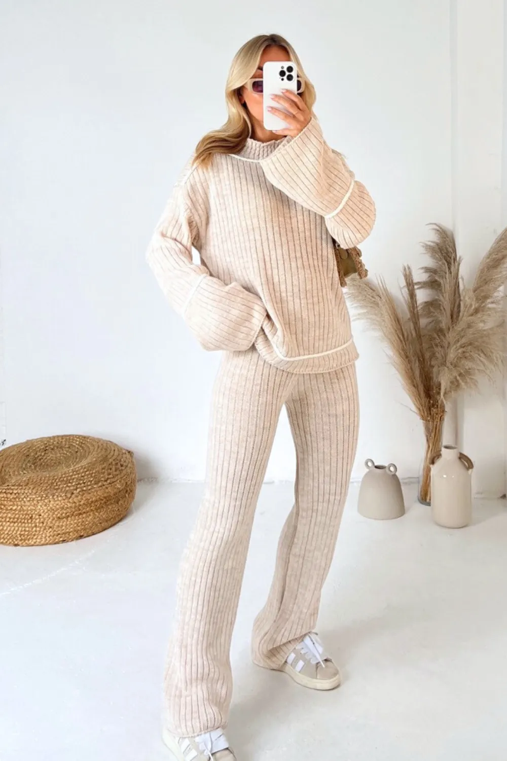 Hattie beige knitted jumper and trousers