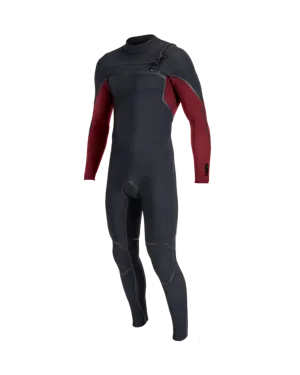 Hyperfreak Fire 4/3mm Chest Zip Wetsuit in Black & Dark Red