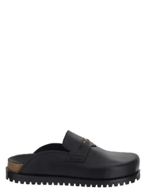 Men's Medusa Leather Mules in Black | Size 40 | 10102801A05956 Color 1B00V