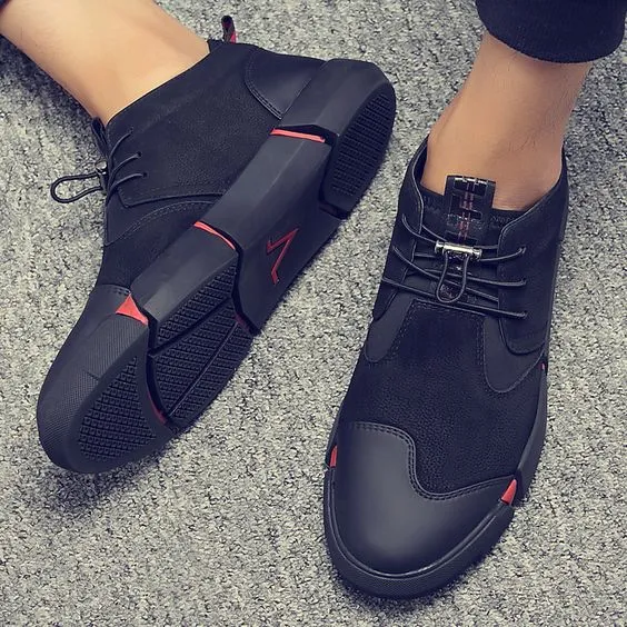 Men's Trendy British Style Black Leather Shoes