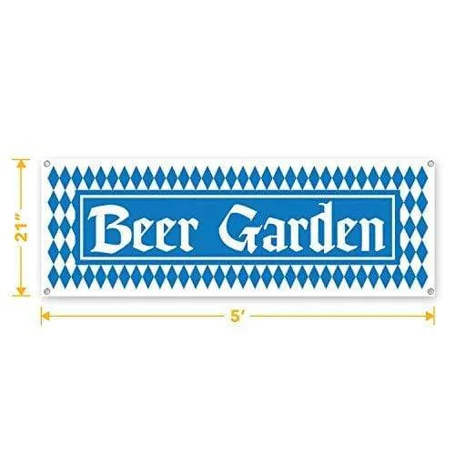 Oktoberfest Party Pack - Pretzel Plates, Napkins, Beverage Cups with Beer Garden Sign Banner (Serves 8)