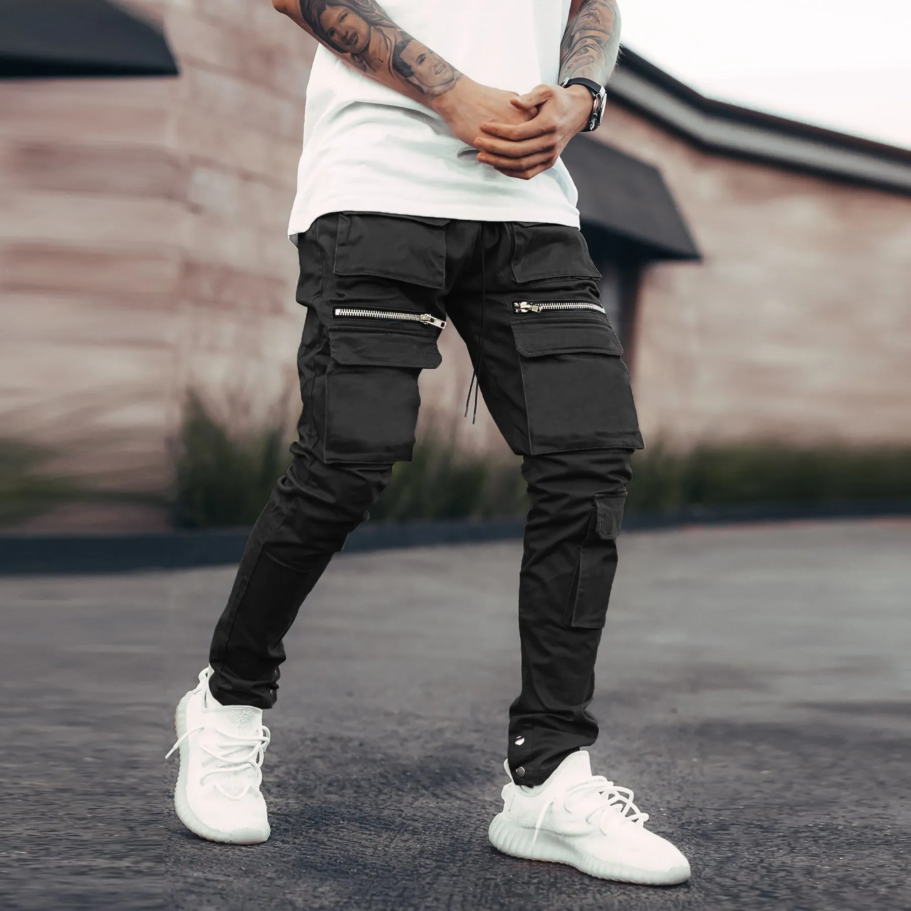 Personalized multifunctional pocket street style casual men's overalls