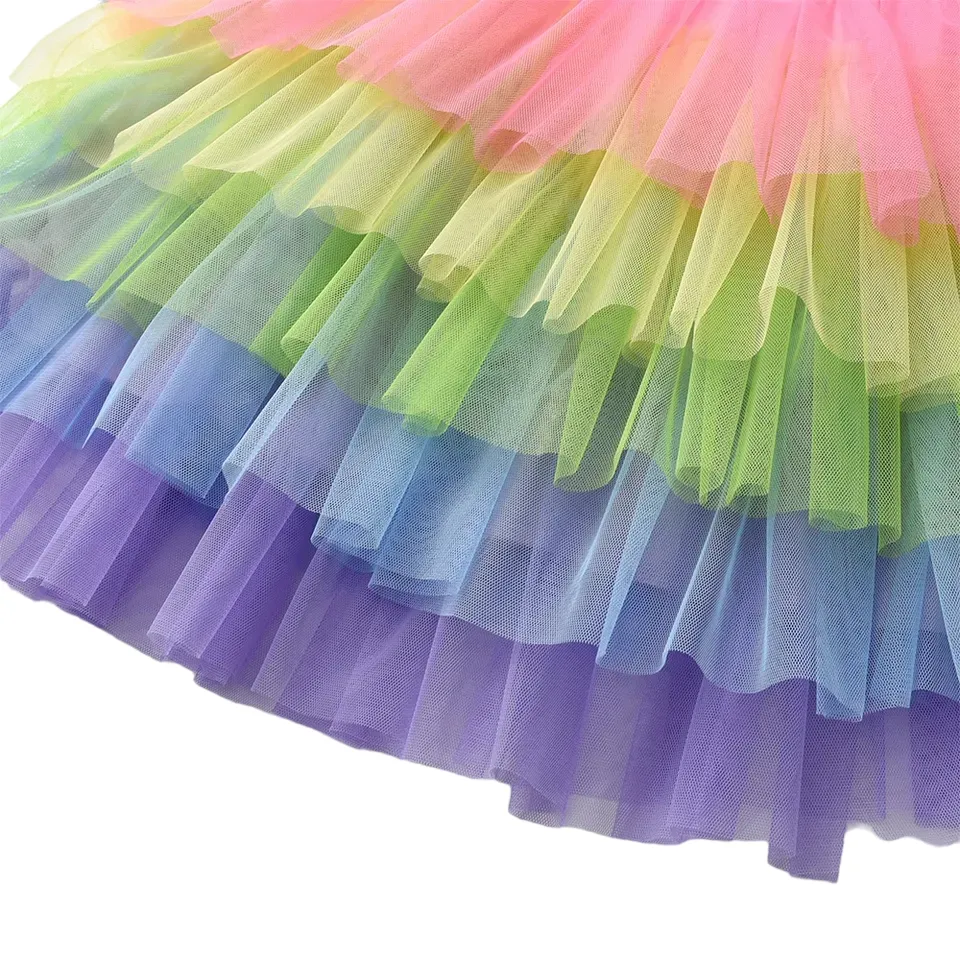 Rainbow Mermaid Long Sleeve Tulle Dress