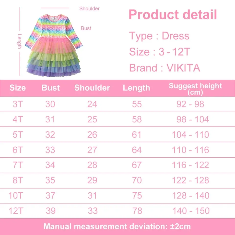 Rainbow Mermaid Long Sleeve Tulle Dress