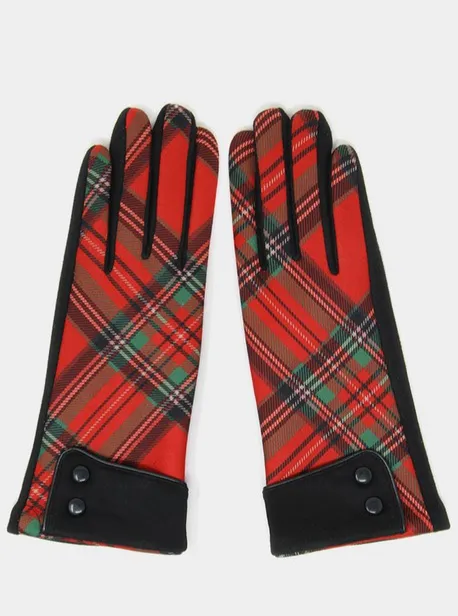 Red Plaid Texting Gloves